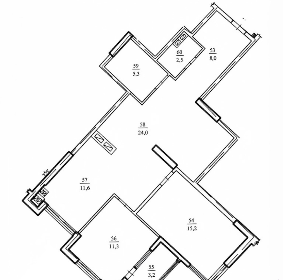 Planimetrie 81.1 m², 2 camere + living