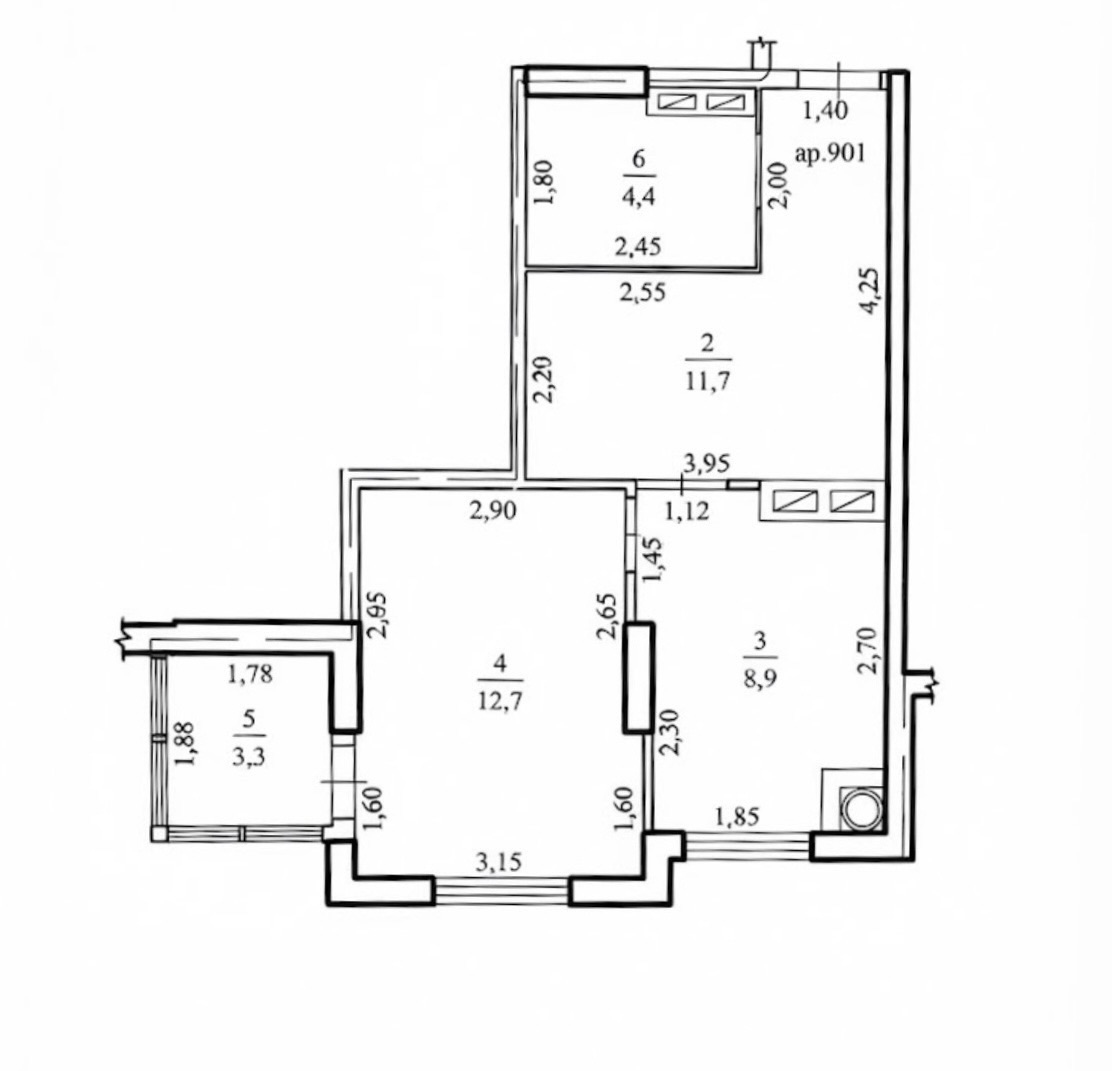 Planimetrie 41.0 m², 1 cameră + living